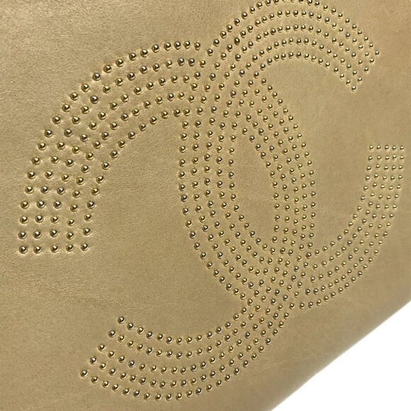 CHANEL CC logo Studs Shoulder Bag Shoulder Bag Tote Bag Lambskin Beige - Picture 5 of 13